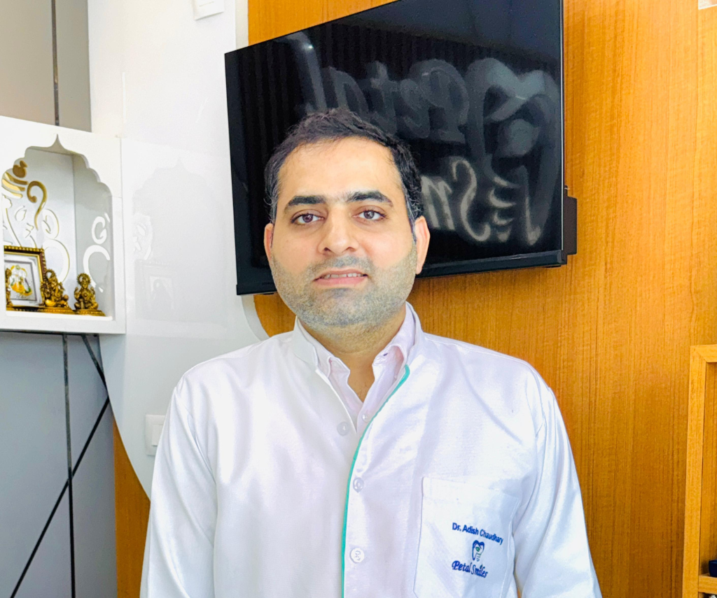 Dr. Adish Chaudhary, expert pediatric dentist at Petal Smiles in Gurugram, providing gentle dental care for children