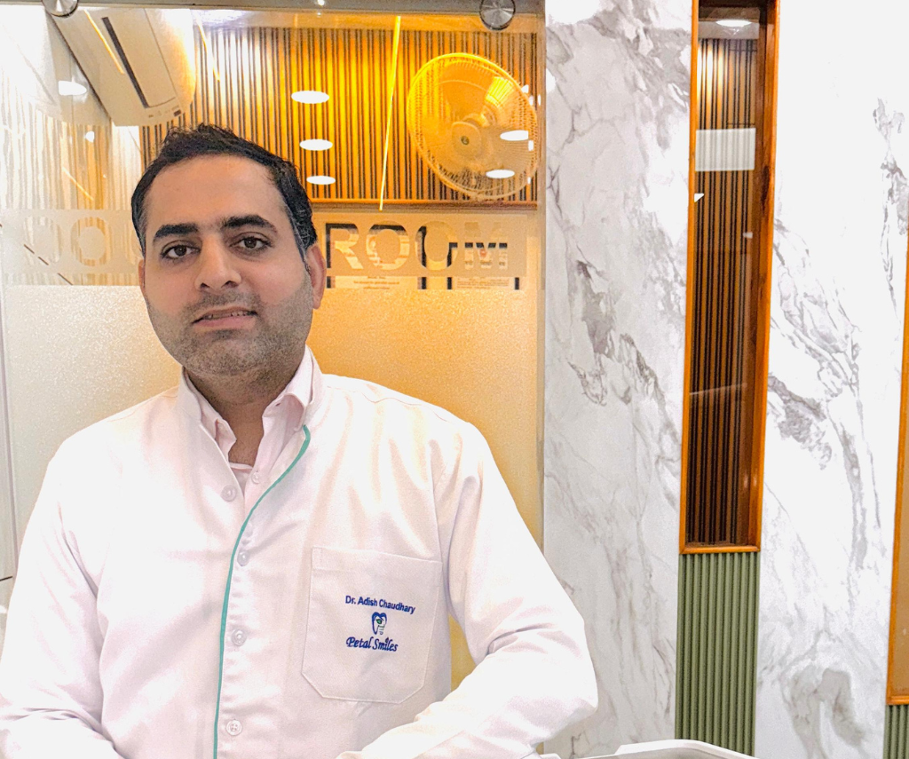 Dr. Adish Chaudhary performing gum contouring at Petal Smiles, Gurugram