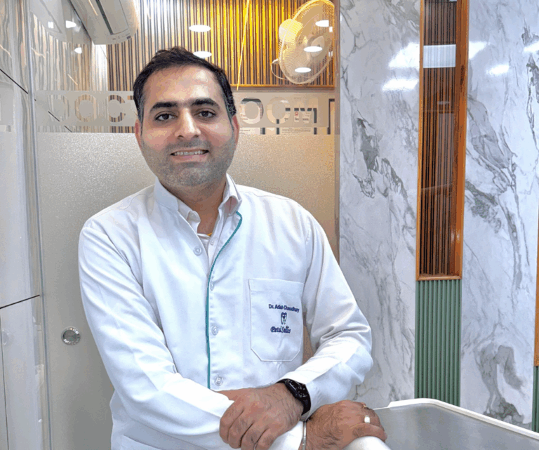 Dr. Adish Chaudhary, expert dentist at Petal Smiles Dental Clinic, Gurugram