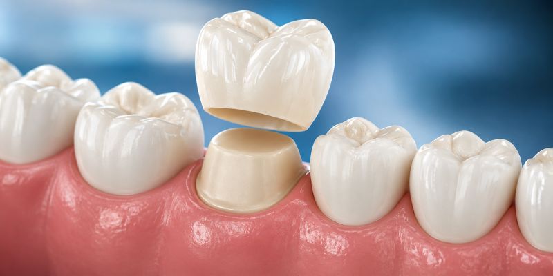 Patient receiving advanced tooth cap treatment at Petal Smiles Gurgaon by Dr. Adish Chaudhary using natural-looking dental crowns.